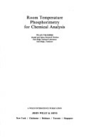 Cover of Room Temperature Phosphorimetry for Chemical Analysis