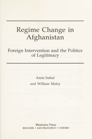 Cover of Regime Change In Afghanistan