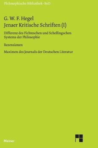 Cover of Jenaer Kritische Schriften I