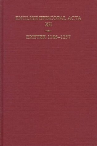 Cover of English Episcopal Acta vol 12