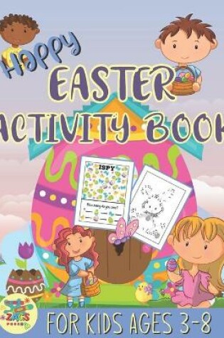 Cover of Happy Easter activity book for kids ages 3-8