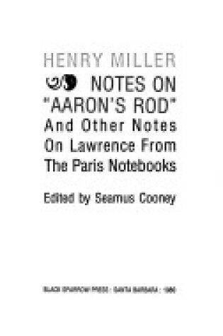Cover of Notes on "Aaron's Rod"