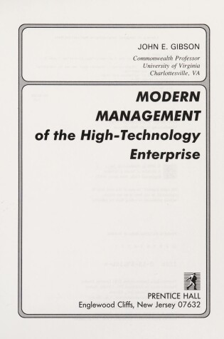 Cover of Modern Management of the High Technology Enterprise