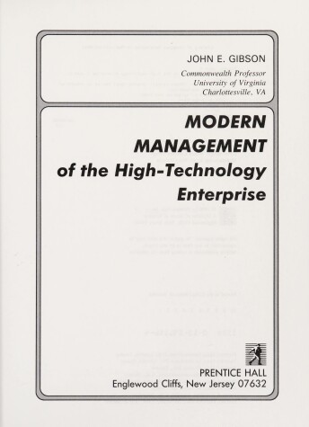 Book cover for Modern Management of the High Technology Enterprise