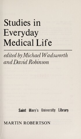 Book cover for Studies in Everyday Medical Life