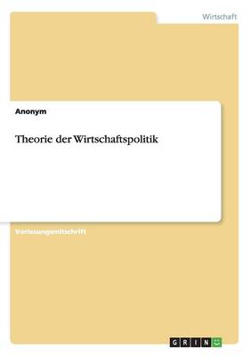 Book cover for Theorie der Wirtschaftspolitik