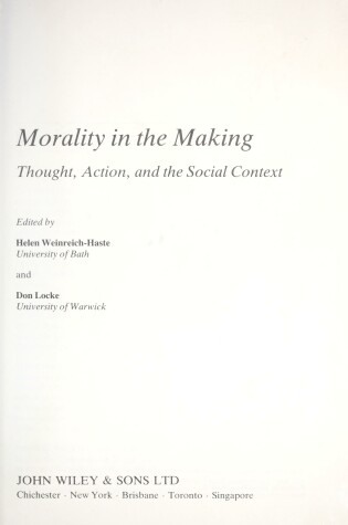Cover of Morality in the Making