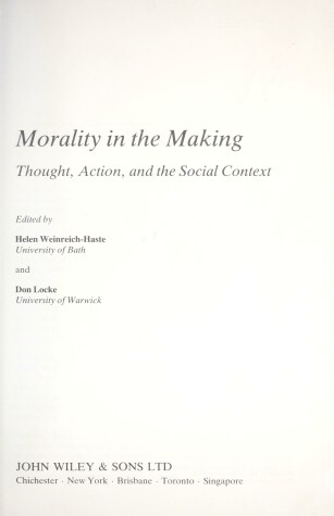 Book cover for Morality in the Making