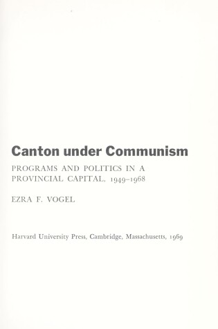 Cover of Canton Under Communism