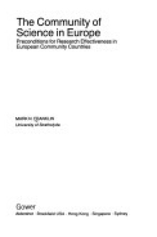 Cover of The Community of Science in Europe