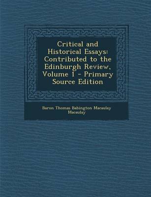 Book cover for Critical and Historical Essays