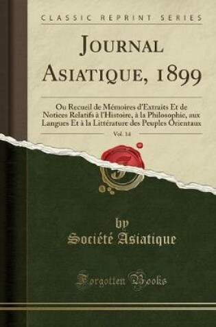 Cover of Journal Asiatique, 1899, Vol. 14