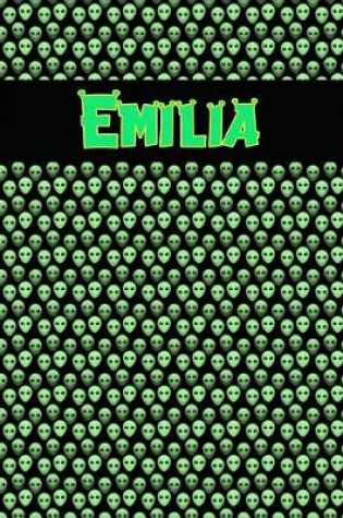 Cover of 120 Page Handwriting Practice Book with Green Alien Cover Emilia