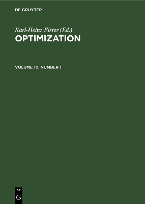 Book cover for Optimization. Volume 10, Number 1