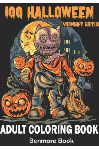 Cover of 100 Halloween Midnight Edition Adult Coloring Book