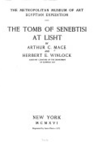 Cover of Tomb of Senebtisi at Lisht