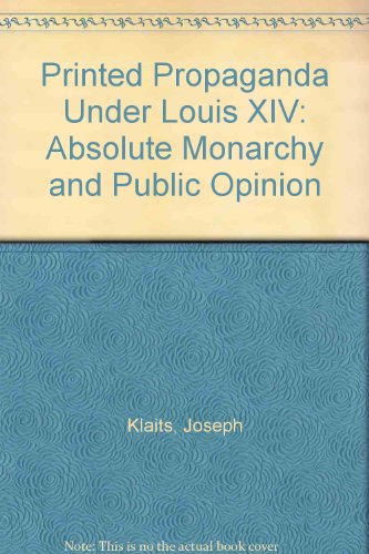 Cover of Printed Propaganda under Louis XIV