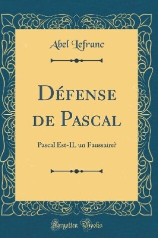 Cover of Défense de Pascal