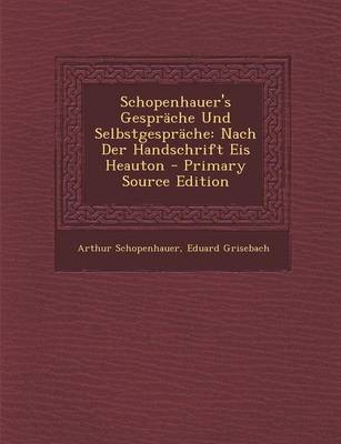 Book cover for Schopenhauer's Gesprache Und Selbstgesprache