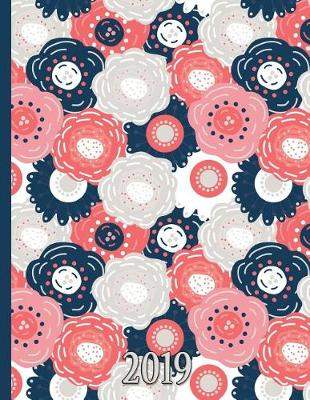 Book cover for Flower Pattern in Navy Blue, Grey, White, Pink, and Coral