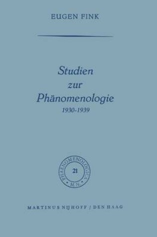 Cover of Studien Zur Phanomenologie, 1930--1939