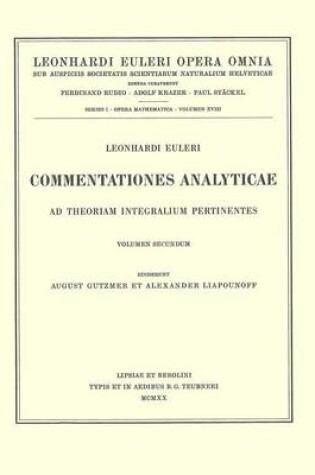 Cover of Commentationes analyticae ad calculum variationum pertinentes