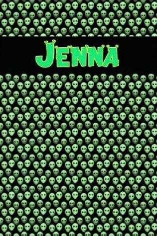 Cover of 120 Page Handwriting Practice Book with Green Alien Cover Jenna