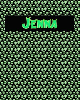 Book cover for 120 Page Handwriting Practice Book with Green Alien Cover Jenna