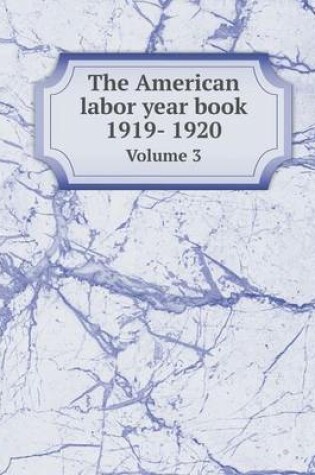 Cover of The American labor year book 1919- 1920 Volume 3