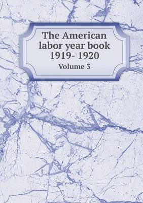 Book cover for The American labor year book 1919- 1920 Volume 3