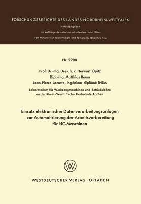 Book cover for Einsatz Elektronischer Datenverarbeitungsanlagen Zur Automatisierung Der Arbeitsvorbereitung Fur Nc-Maschinen