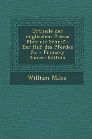 Cover of Urtheile Der Englischen Presse Uber Die Schrift
