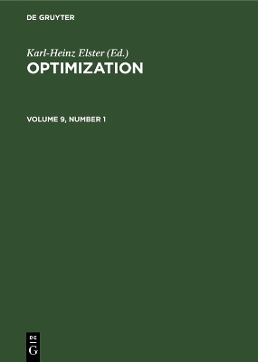 Book cover for Optimization. Volume 9, Number 1