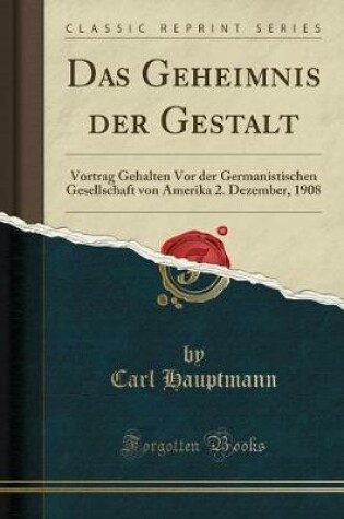 Cover of Das Geheimnis Der Gestalt