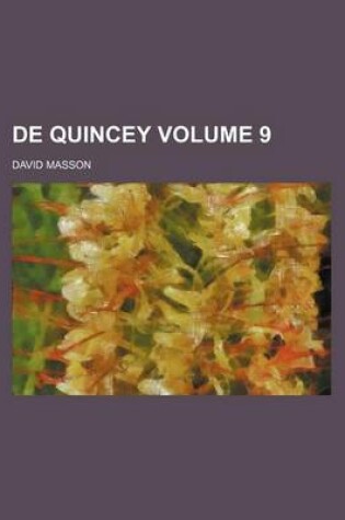Cover of de Quincey Volume 9