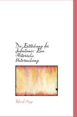 Cover of Die Entstehung Des Judentums