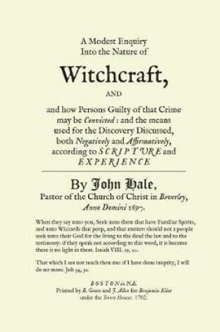 Cover of A Modest Enquiry Into the Nature of Witchcraft