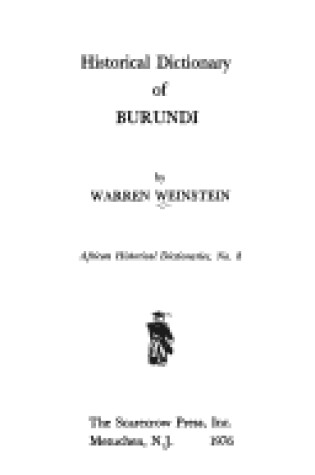 Cover of Historical Dictionary of Burundi