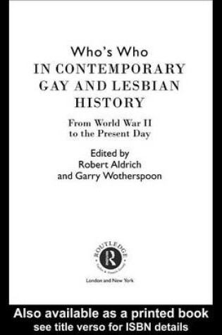 Cover of Who's Who in Contemporary Gay and Lesbian History Vol.2