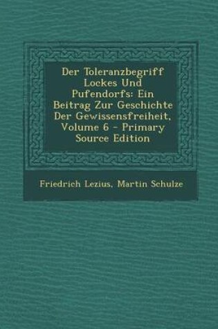 Cover of Der Toleranzbegriff Lockes Und Pufendorfs