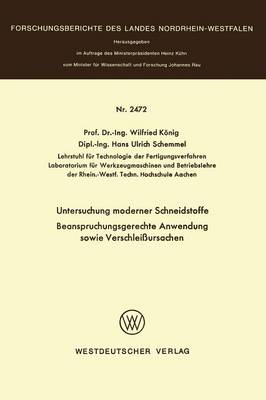 Cover of Untersuchung Moderner Schneidstoffe Beanspruchungsgerechte Anwendung Sowie Verschleissursachen