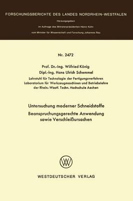 Book cover for Untersuchung Moderner Schneidstoffe Beanspruchungsgerechte Anwendung Sowie Verschleissursachen