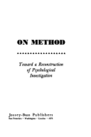 Cover of David Bakan on Method