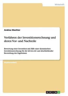 Book cover for Verfahren der Investitionsrechnung und deren Vor- und Nachteile