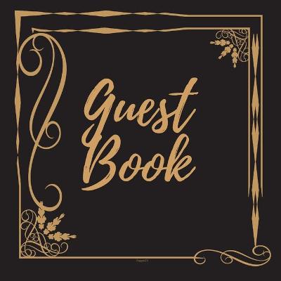 Book cover for Guest Book - Gold Frame #3 For any occasion Light Green Color Pages 8.5 x 8.5 Inches 82 pages