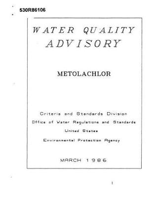 Book cover for Water Quality Advisory Metolachlor