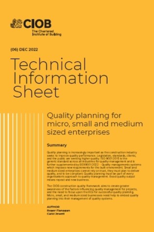 Cover of Good Practice for SMEs on Quality Planning