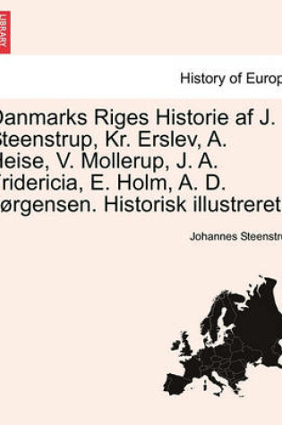 Cover of Danmarks Riges Historie AF J. Steenstrup, Kr. Erslev, A. Heise, V. Mollerup, J. A. Fridericia, E. Holm, A. D. Jorgensen. Historisk Illustreret.
