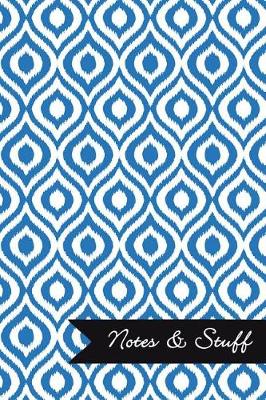 Book cover for Notes & Stuff - Cobalt Blue Lined Notebook in Ikat Pattern