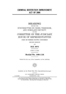 Book cover for Criminal Restitution Improvement Act of 2006